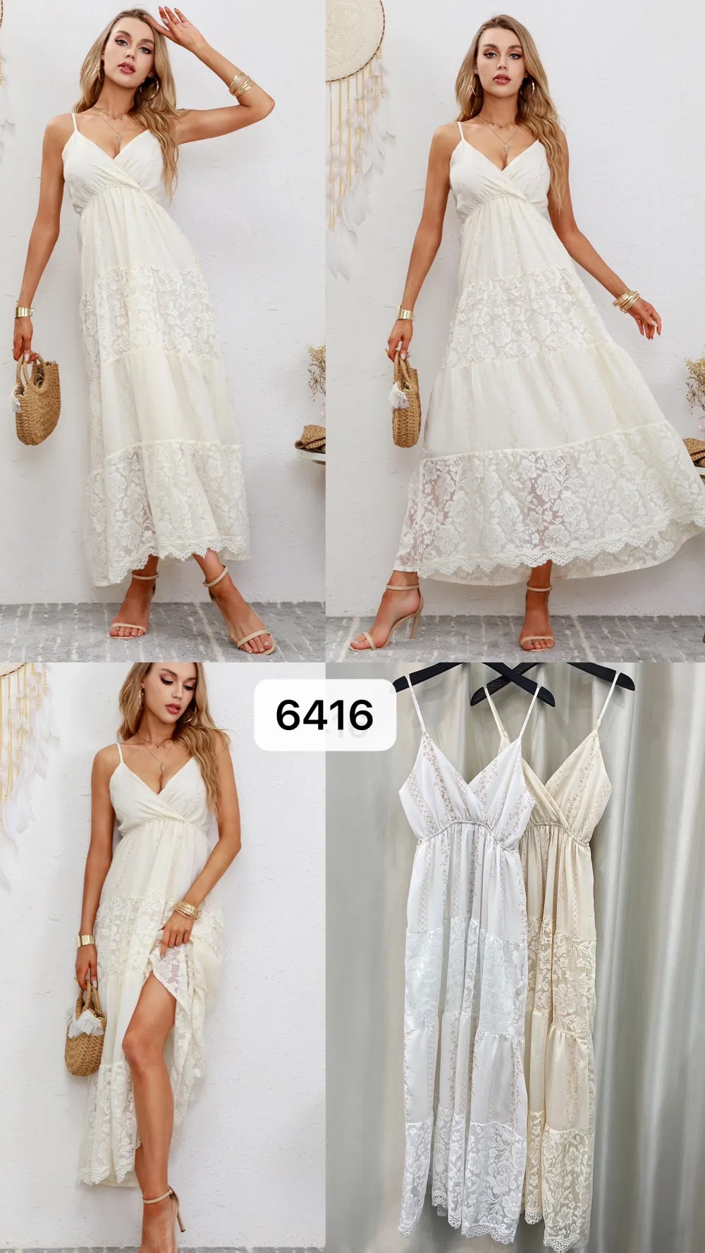 Šaty dlhé voľnočasové letné čipkované na ramienka dámske (S/M/L ONE SIZE) TALIANSKA MÓDA IMPOC256416
