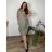 Šaty oválne letné voľnočasové oversize krátky rukáv dámske (XL/2XL/3XL ONE SIZE) TALIANSKA MÓDA IM422510/DUR khaki 2XL/3XL