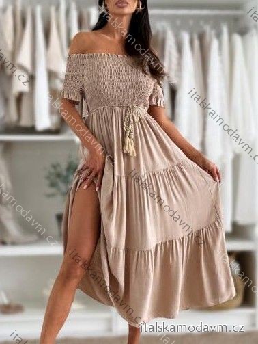 Šaty dlouhé carmen přes prsa letní dámské (XS/S/M ONE SIZE) ITALSKÁ MÓDA IMM25M12370