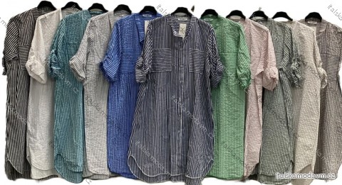 Šaty košeľové 3/4 dlhý rukáv dámske nadrozmer (46/48/50 ONE SIZE) TALIANSKA MÓDA IMC25299