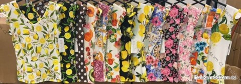 Tričko citronky lemon, puntík a květované krátký rukáv dámské (XS/S/M ONE SIZE) ITALSKÁ MÓDA IMM25M7751