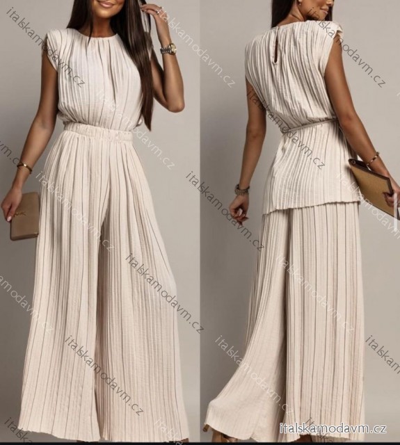 Souprava elegantní tričko bez rukávu a kalhoty dlouhé dámské (XS/S/M ONE SIZE) ITALSKÁ MÓDA IMM25M23157