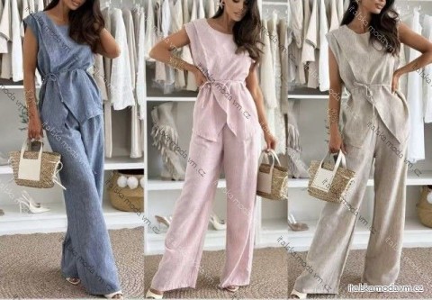 Souprava letní tričko bez rukávu a kalhoty dlouhé dámské (XS/S/M ONE SIZE) ITALSKÁ MÓDA IMM25M12523