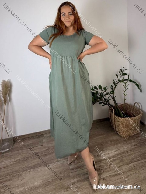 Šaty dlhé voľnočasové letné krátky rukáv dámske nadrozmer SUSANA (48/50/52 ONE SIZE) TALIANSKA MÓDA IMC25202