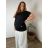 Trčiko prodloužené oversize krátký rukáv dámská nadrozměr (2XL/3XL/4XL ONE SIZE) ITALSKÁ MÓDA IMC22PIERA/DU -   Černá -   2XL/3XL