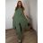 Komplet elegantní krátký rukáv dámské nadrozměr JASMINA (50/52/54 ONE SIZE) ITALSKÁ MÓDA IM425311/DUR 50/52/54 zelená khaki