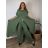Komplet elegantní krátký rukáv dámské nadrozměr JASMINA (50/52/54 ONE SIZE) ITALSKÁ MÓDA IM425311/DUR 50/52/54 zelená khaki