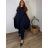 Komplet elegantní krátký rukáv dámské nadrozměr JASMINA (50/52/54 ONE SIZE) ITALSKÁ MÓDA IM425311/DUR 50/52/54 tmavě modrá