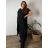 Komplet elegantní krátký rukáv dámské nadrozměr JASMINA (50/52/54 ONE SIZE) ITALSKÁ MÓDA IM425311/DUR 50/52/54 Černá