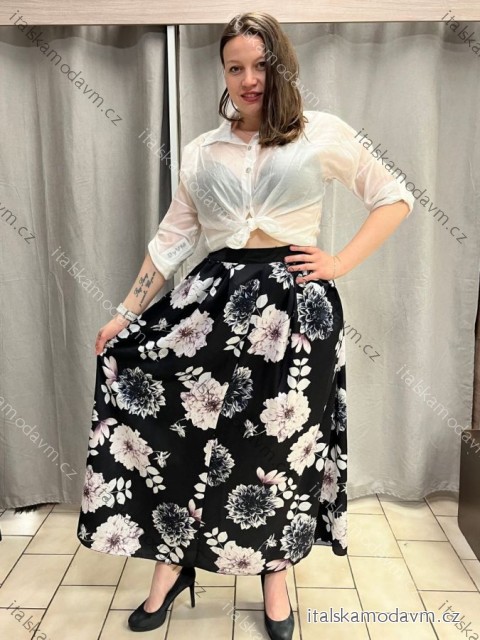 Sukně dlouhá saténová dámská (S/M ONE SIZE) ITALSKÁ MÓDA IMD22467-3/DU S/M čierna