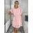 Šaty krátke šifónové krátky rukáv dámske (S/M/L ONE SIZE) TALIANSKA MÓDA IM425149/DUR sv. růžová S/M