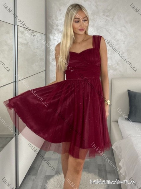 Šaty krátke spoločenské trblietavé na ramienka dámske ZUSA (S/M ONE SIZE) TALIANSKA MÓDA IMPSH24C681