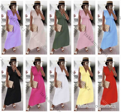 Šaty dlouhé letní mušelín bez rukávu dámské (XS/S/M ONE SIZE) ITALSKÁ MÓDA IMWB251249