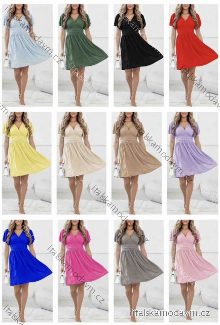 Šaty letní elegantní krátký rukáv dámské (XS/S/M ONE SIZE) ITALSKÁ MÓDA IMWB251250