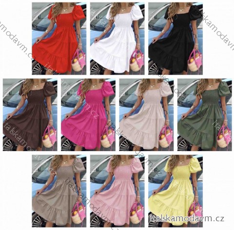 Šaty letní krátký rukáv dámské (S/M/L ONE SIZE) ITALSKÁ MÓDA IMWB251267