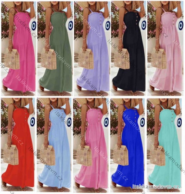 Šaty dlouhé letní na ramínka dámské (XS/S/M ONE SIZE) ITALSKÁ MÓDA IMWB251268