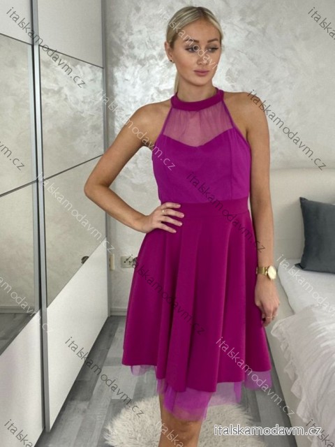 Šaty spoločenské krátke bez rukávu dámske (S/M ONE SIZE) TALIANSKA MÓDA IM3236287/DU -   fuchsiová,   S/M