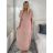 Šaty dlhé skladané elegantný krátky rukáv dámske (S/M ONE SIZE) TALIANSKA MÓDA IMWGM231672/DU S/M béžová