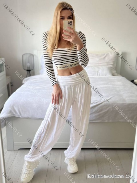 Kalhoty aladinky harémky dlouhé dámské (M/L ONE SIZE) ITALSKÁ MÓDA IMD22212/DR