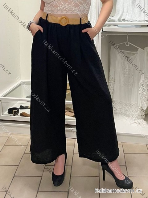 Kalhoty letní s páskem dámské nadrozměr JANE (44/46/48 ONE SIZE) ITALSKÁ MÓDA IM425289/DUR 44/46/48 Černá