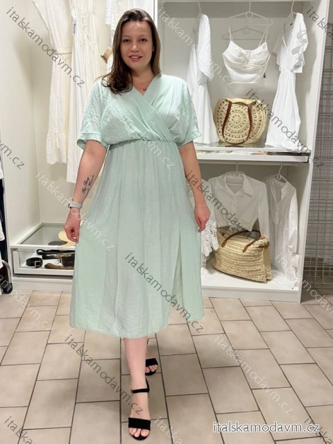 Šaty dlhé letné krátky rukáv dámske ASTRIA (S/M/L ONE SIZE) TALIANSKA MÓDA IMC25197