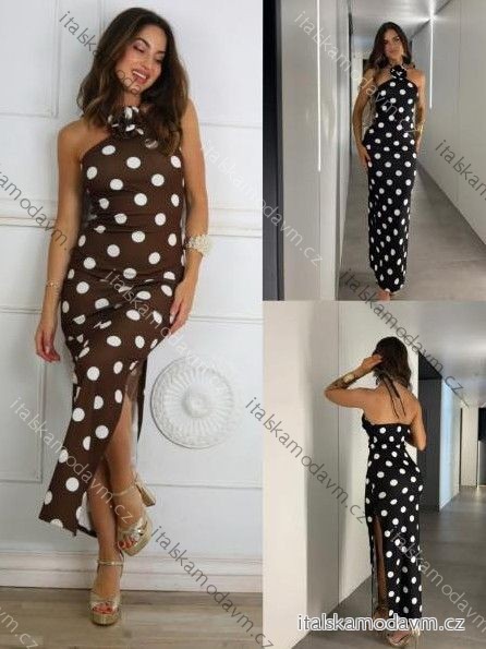 Šaty dlouhé elegantní letní puntík bez rukávu dámské (XS/S/M ONE SIZE) ITALSKÁ MÓDA IMM25M33447