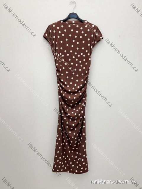 Šaty dlhé elegantné letné bodka krátky rukáv dámske (XS/S/M ONE SIZE) TALIANSKA MÓDA IMM25m41903