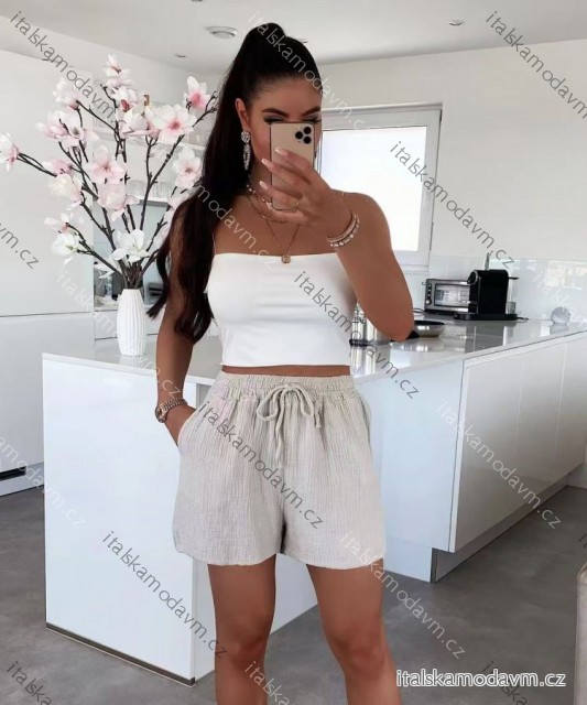 Kraťasy šortky mušelín dámské HANNAH (S/M/L ONE SIZE) ITALSKÁ MÓDA IMD25143