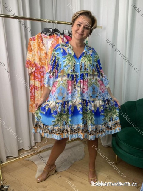Šaty krátke španielske oversize letné 3/4 dlhý rukáv dámske nadrozmer (42/44/46 ONE SIZE) TALIANSKA MÓDA IMWEC25067