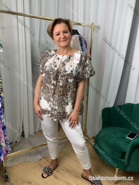Halenka krátký rukáv dámská nadrozměr (42/44/46 ONE SIZE) ITALSKÁ MÓDA IMWEC25079