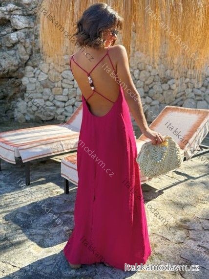 Šaty dlouhé letní oversize na ramínka dámské (XS/S/M ONE SIZE) ITALSKÁ MÓDA IMWCH251341