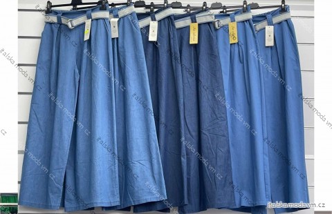 Kalhoty dlouhé letní riflové s páskem dámské (S/M/L ONE SIZE) ITALSKÁ MÓDA IMWCL251061