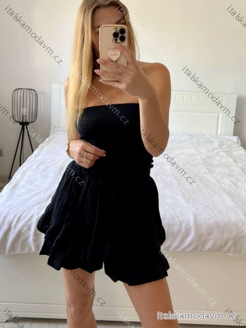 Šaty letní carmen mušelín dámské (S/M ONE SIZE) ITALSKÁ MÓDA IMWGS24068/DU -   Černá -   S/M
