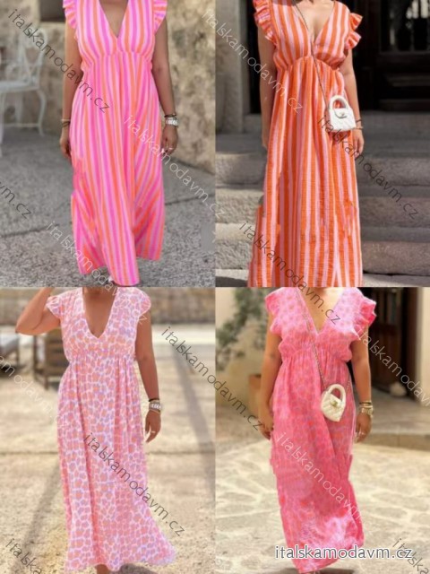 Šaty dlouhé letní krátký rukáv mušelín dámské (S/M/L ONE SIZE) ITALSKÁ MÓDA IMWHP25754
