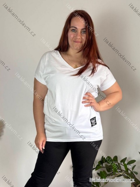 Tričko krátký rukáv dámská nadrozměr (2XL/3XL/4XL ONE SIZE) ITALSKÁ MÓDA IMC23080/DUR