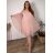 Šaty krátké elegantní krátký rukáv dámské nadrozměr (50/52/54 ONE SIZE) ITALSKÁ MÓDA IMPSH2570006/DU 50/52/54 růžová světlá