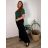 Kalhoty dlouhé oversize s páskem dámské nadrozměr SIMONE (46/48/50 ONE SIZE) ITALSKÁ MÓDA IMWDT25972/DU 46/48/50 Černá