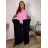 Kalhoty mušelínové letní oversize dámské nadrozměr LUCY (46/48/50 ONE SIZE) ITALSKÁ MÓDA IM425312