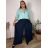 Kalhoty mušelínové letní oversize dámské nadrozměr LUCY (46/48/50 ONE SIZE) ITALSKÁ MÓDA IM425312