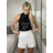 Top croptop třpytivý na ramínka dámské BEATA (S/M/L ONE SIZE) ITALSKÁ MÓDA IMPSH246528/DUR S/M/L Černá
