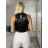 Top croptop třpytivý na ramínka dámské BEATA (S/M/L ONE SIZE) ITALSKÁ MÓDA IMPSH246528/DUR S/M/L Černá