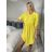Šaty košeľové sťahovacie 3/4 dlhý rukáv dámske (S/M/L ONE SIZE) TALIANSKA MÓDA IMC25166/DUR žlutá S/M/L