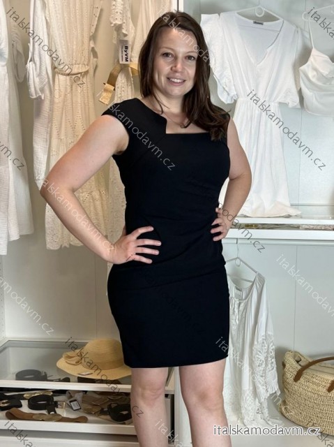 Šaty pouzdrové společenské elegantní bez rukávů dámské (S-XL) ITALSKÁ MÓDA IMM22Q51239/DU čierna M