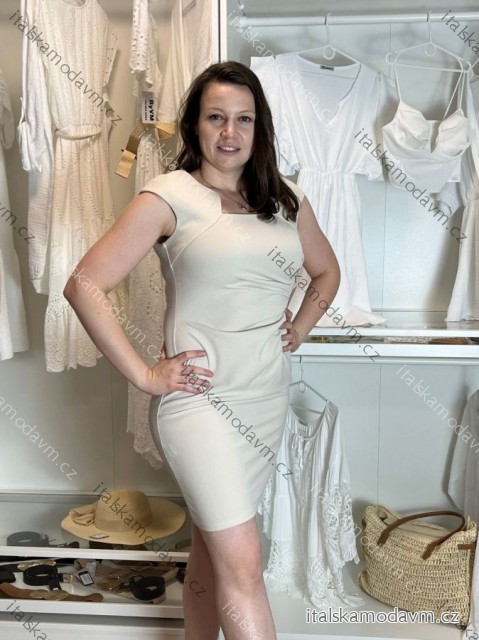 Šaty pouzdrové společenské elegantní bez rukávů dámské (S-XL) ITALSKÁ MÓDA IMM22Q51239 béžová M