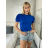 Tričko krátký rukáv dámské STELA (S/M ONE SIZE) ITALSKÁ MÓDA IMM23HF12989/DUR -   modrá královská -   S/M/L