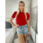 Tričko krátký rukáv dámské STELA (S/M/L ONE SIZE) ITALSKÁ MÓDA IMM23HF12989/DUR -   červená -   S/M/L