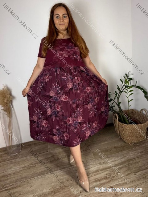 Šaty letné krátky rukáv dámske nadrozmer JULIE (52/54/56 ONE SIZE) TALIANSKA MÓDA IMSM25012