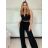 Kalhoty letní dlouhé oversize dámské COLORE (S/M/L ONE SIZE) ITALSKÁ MÓDA IM425271/DUR smaragdová S/M/L