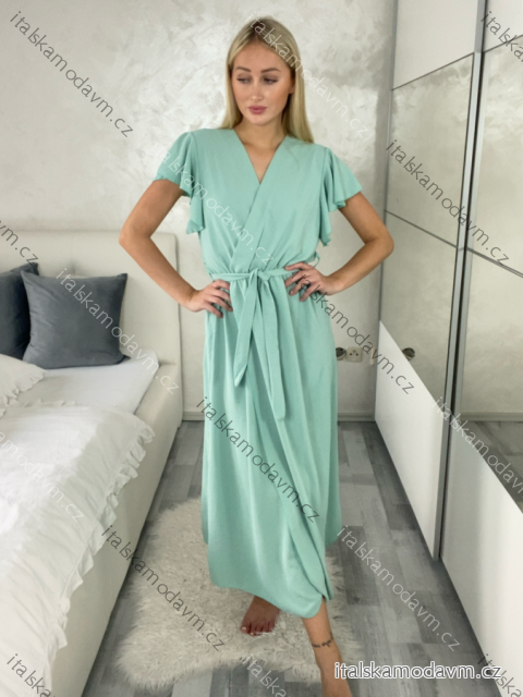 Šaty dlouhé elegantní letní krátký rukáv dámské BLANA (S/M/L ONE SIZE) ITALSKÁ MÓDA IMD25115/DR
