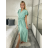 Šaty dlouhé elegantní letní krátký rukáv dámské BLANA (S/M/L ONE SIZE) ITALSKÁ MÓDA IMD25115/DR S/M/L světle mintová